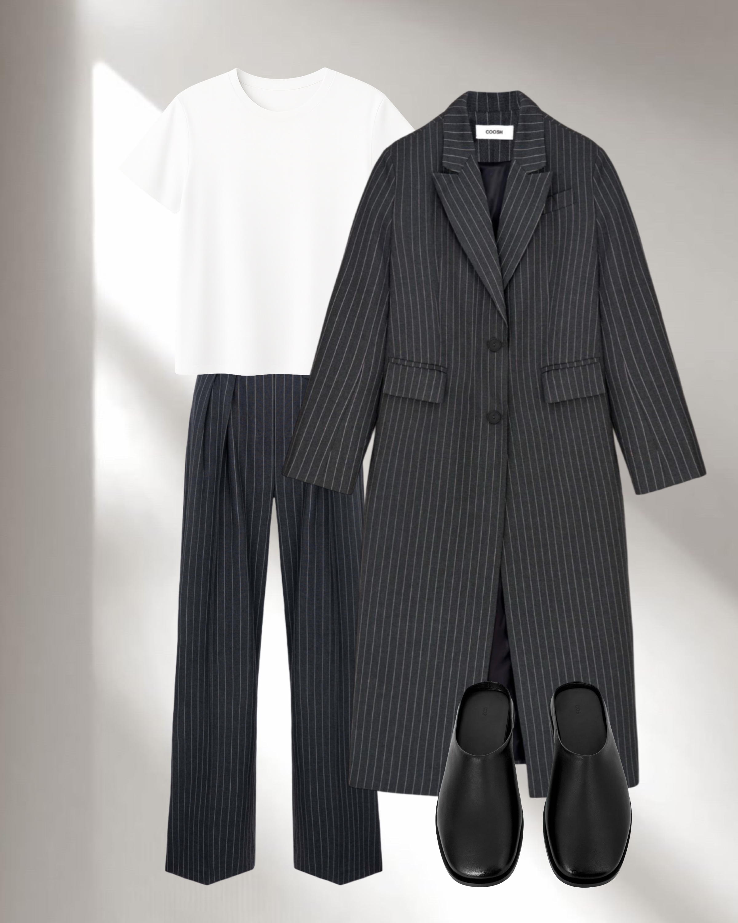 Striped coat outfit